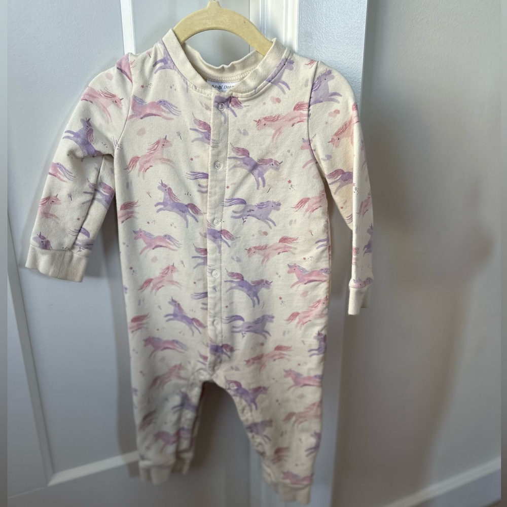 Angel Dear Baseball Collar Romper- Unicorns